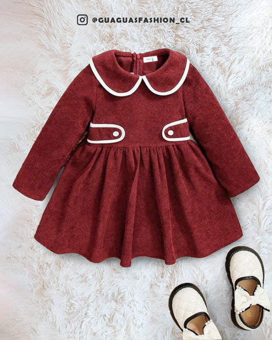 Vestido cotele burdeo