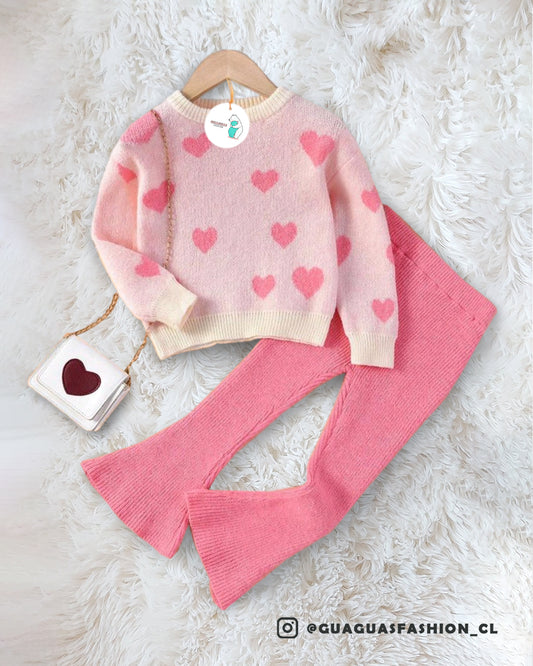 Conjunto lanilla corazones  💗