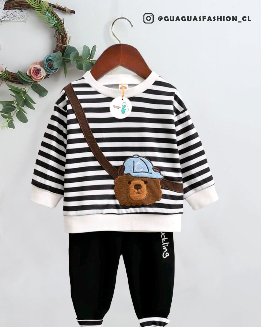 Conjunto osito rayas 🖤