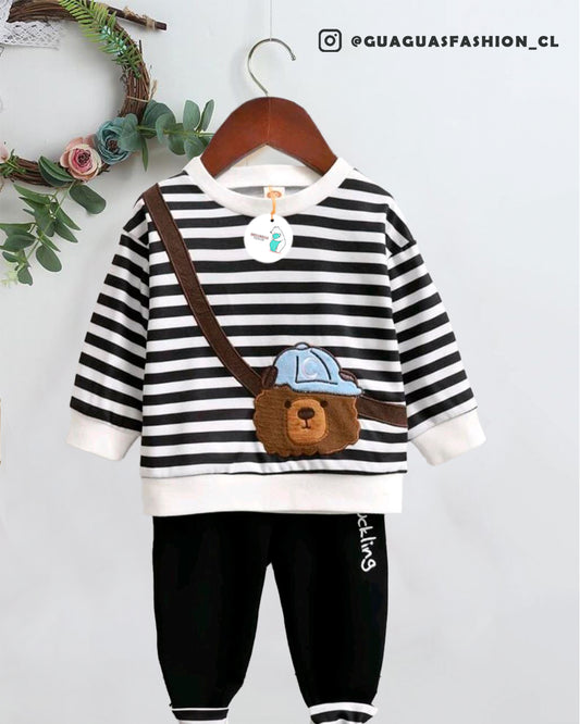 Conjunto osito rayas 🖤