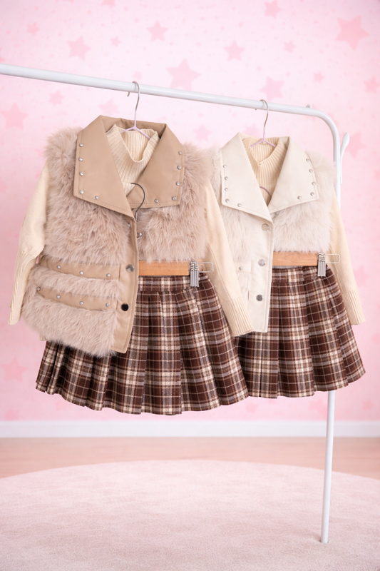 Conjunto escocés chaleco piel 🤎