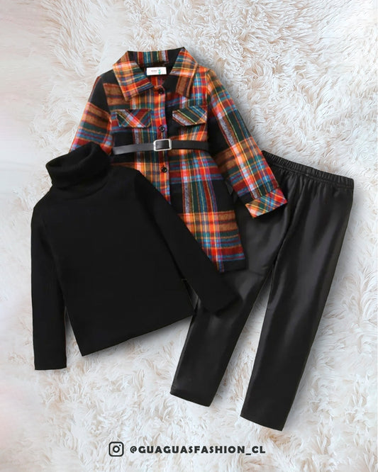 Conjunto en cuerina top